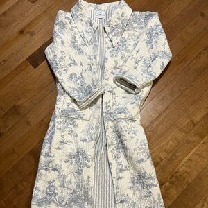 Elegant Blue and White handmade blanket coat